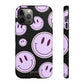 Smiley faces purple on black - tough case