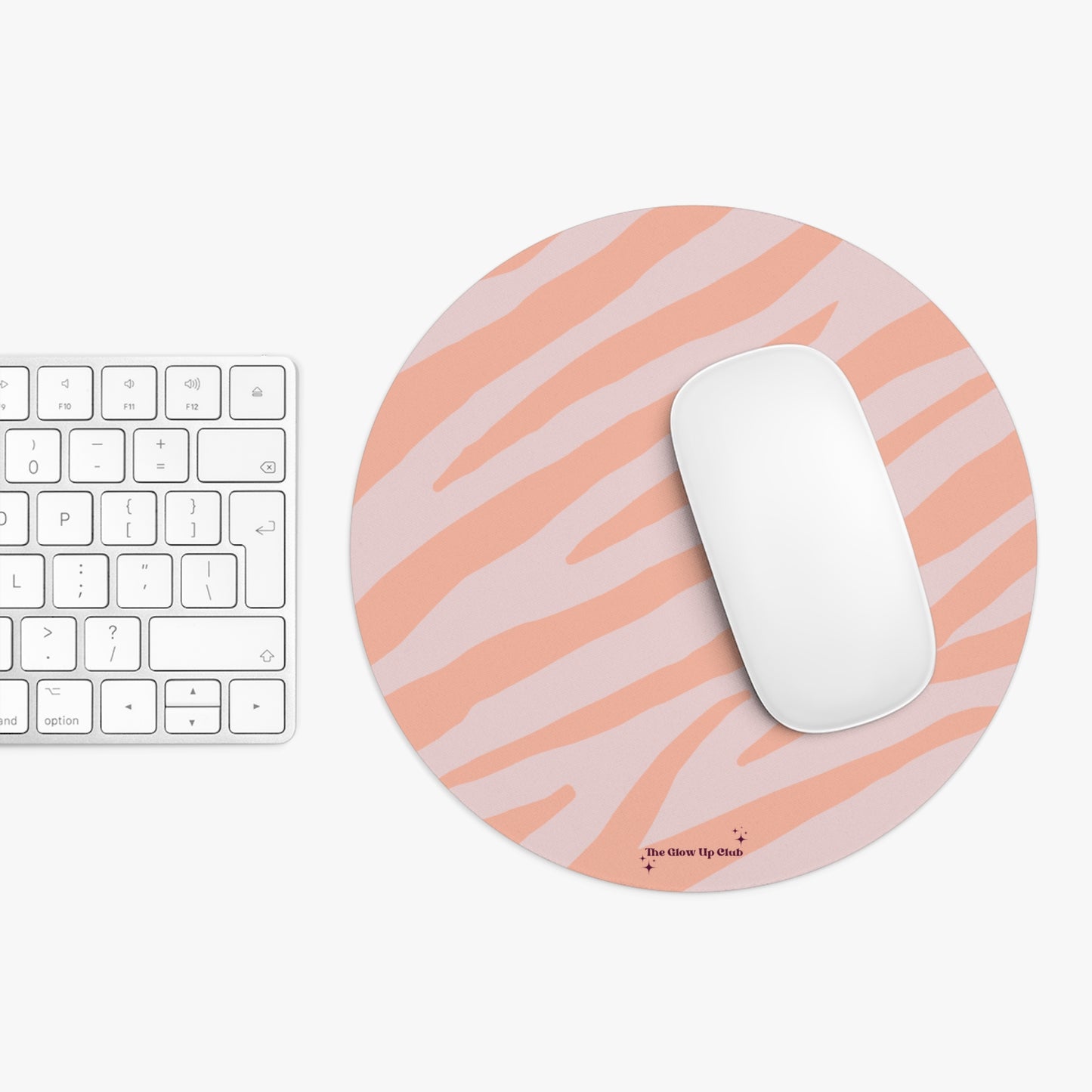 Zebra print pink orange - Round Small Mouse Pad