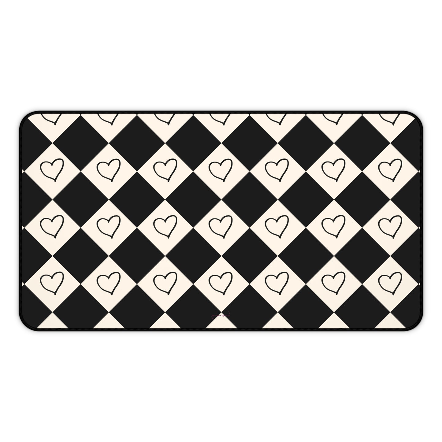 Black and cream heart checkers - Desk Mat