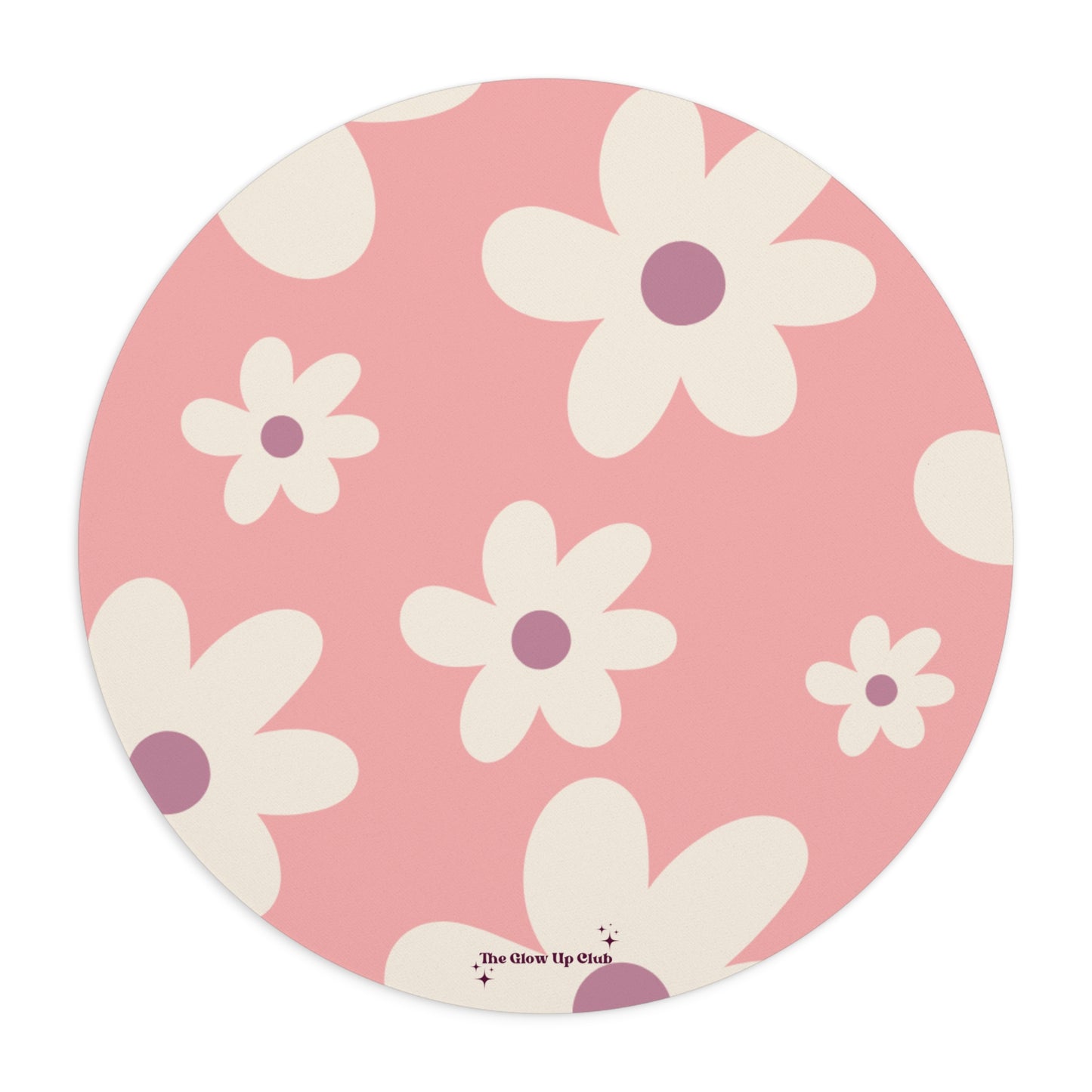 Floral pattern dark pink - Round Small Mouse Pad