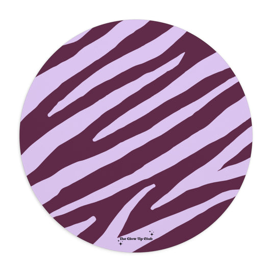 Zebra print purple - Round Small Mouse Pad