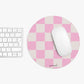 Bright pink checkers - Round Small Mouse Pad