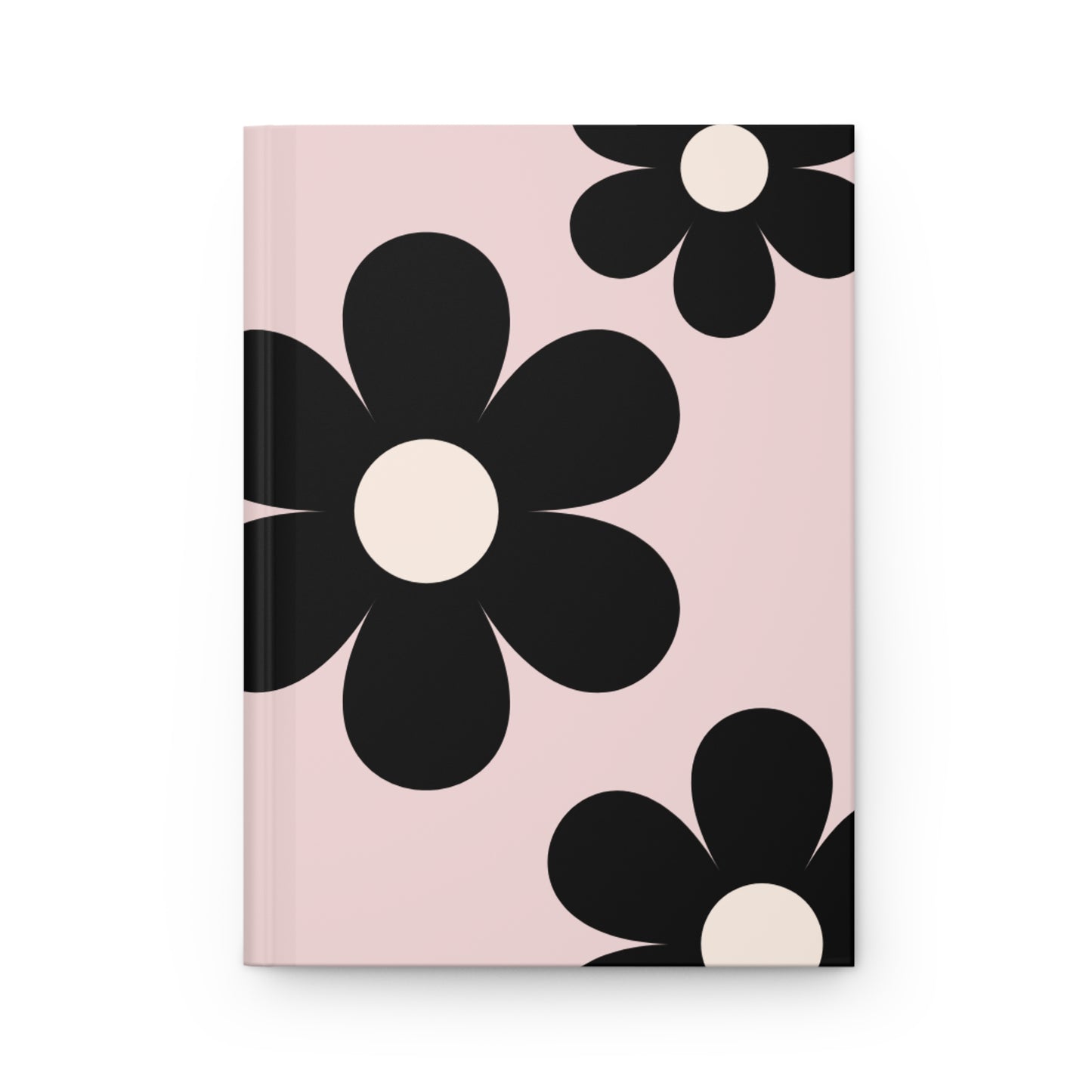 Big black flowers on pink background Journal