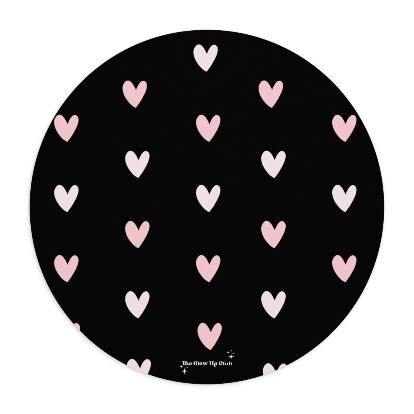 Black heart pattern - Round Small Mouse Pad