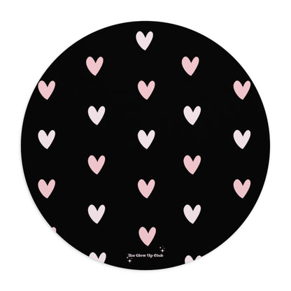 Black heart pattern - Round Small Mouse Pad