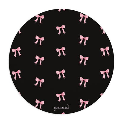 Crooked ribbon pattern black - Round Small Mouse Pad