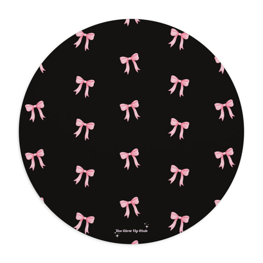 Crooked ribbon pattern black - Round Small Mouse Pad