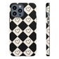 Black and cream heart checkers - tough case