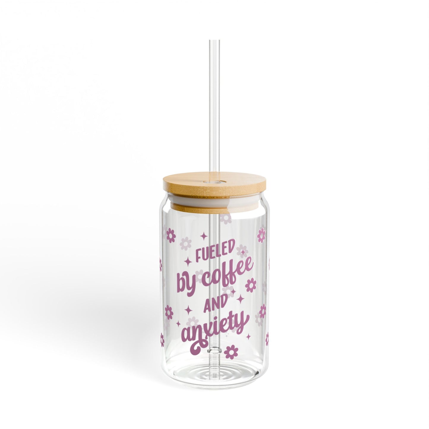 Fueled by coffee and anxiety - 16 oz Glass Sipper