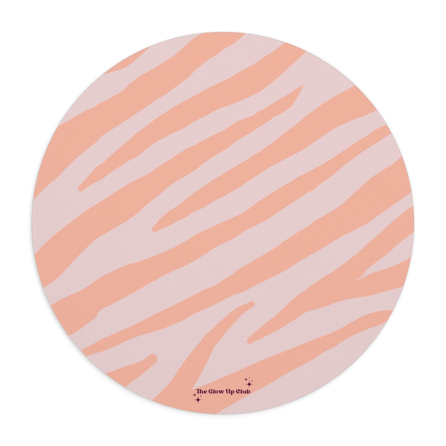 Zebra print pink orange - Round Small Mouse Pad