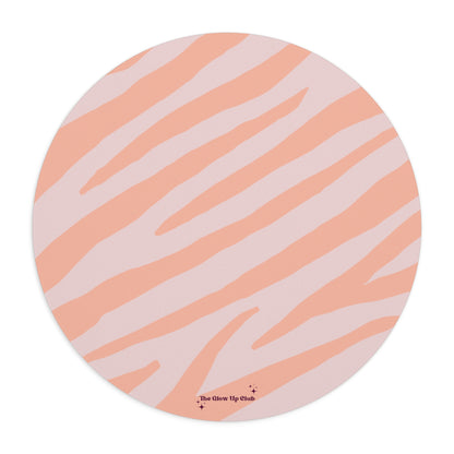 Zebra print pink orange - Round Small Mouse Pad