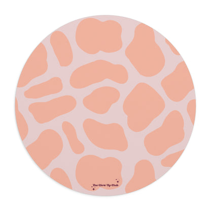 Pink orange giraffe - Round Small Mouse Pad