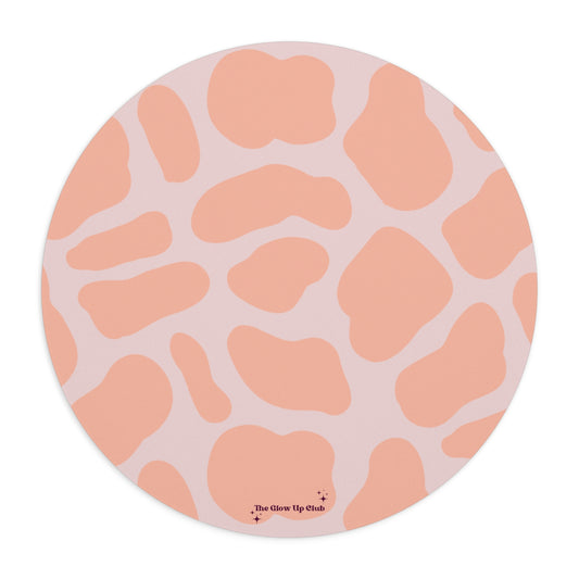 Pink orange giraffe - Round Small Mouse Pad