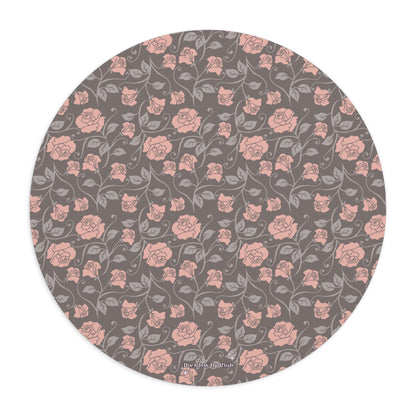 Small roses brown - Round Small Mouse Pad