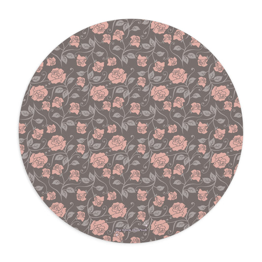 Small roses brown - Round Small Mouse Pad