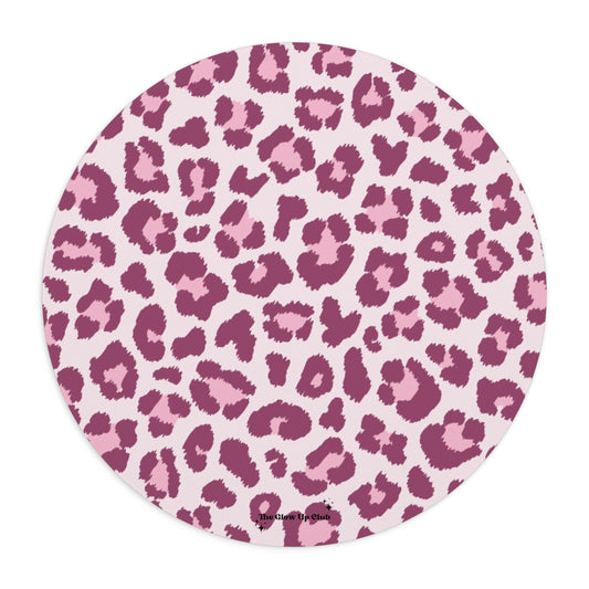 Leopard print double pink - Round Small Mouse Pad