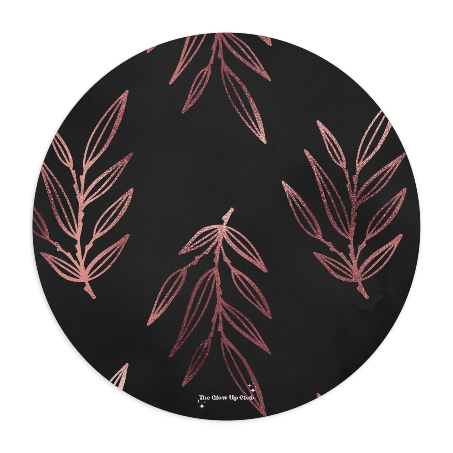 Rose gold leaves minimalistic - Round Small Mouse Pad