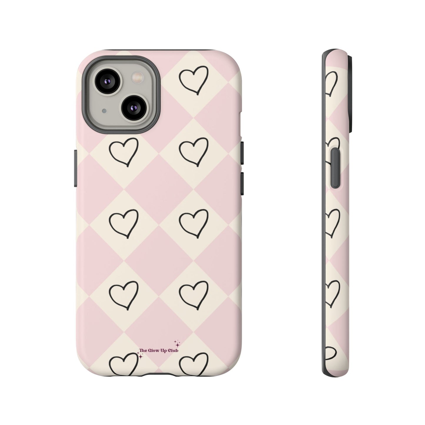 Pink heart checkers - tough case