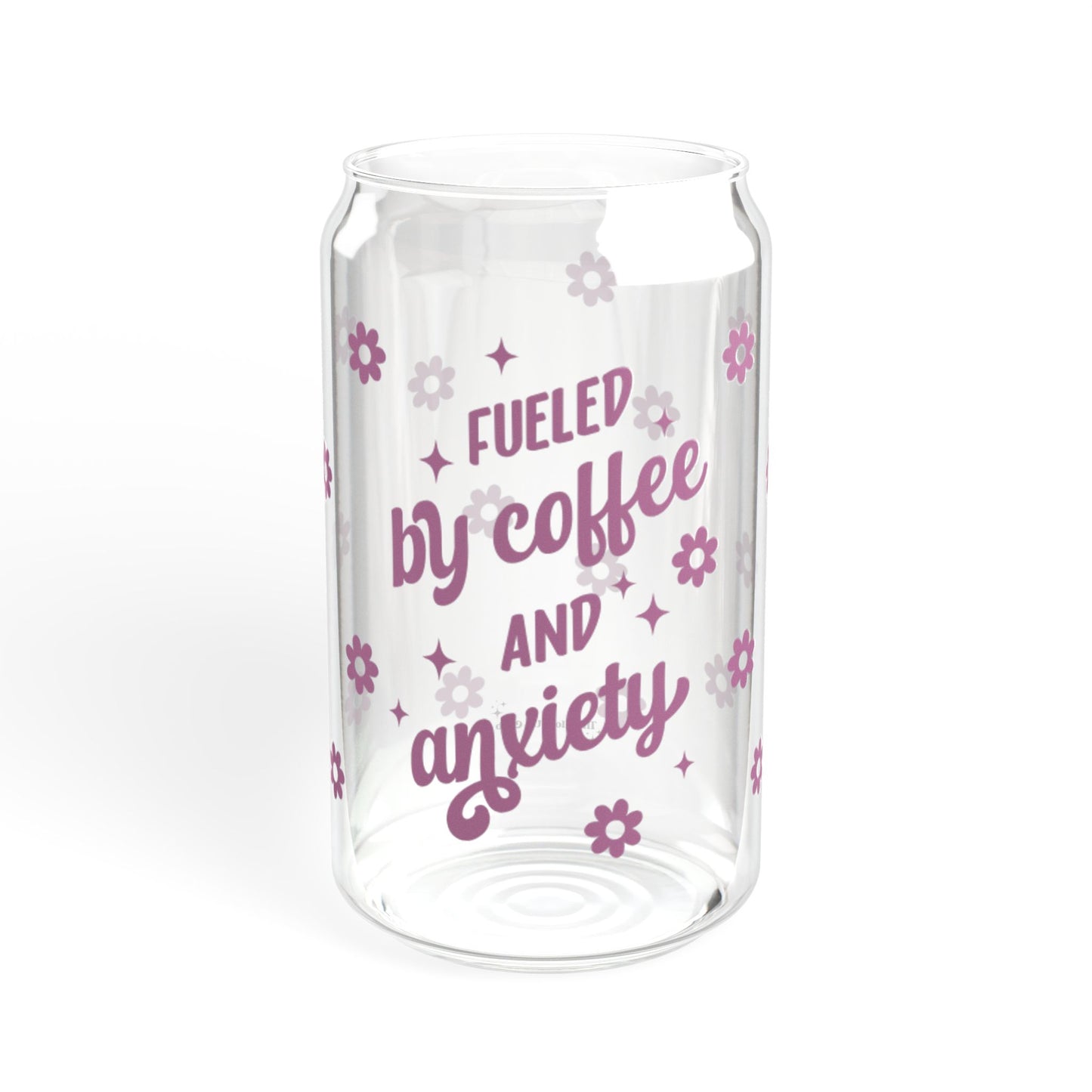 Fueled by coffee and anxiety - 16 oz Glass Sipper