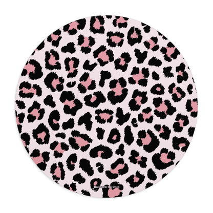 Leopard print pink - Round Small Mouse Pad