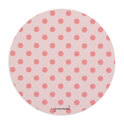 Pink dots - Round Small Mouse Pad