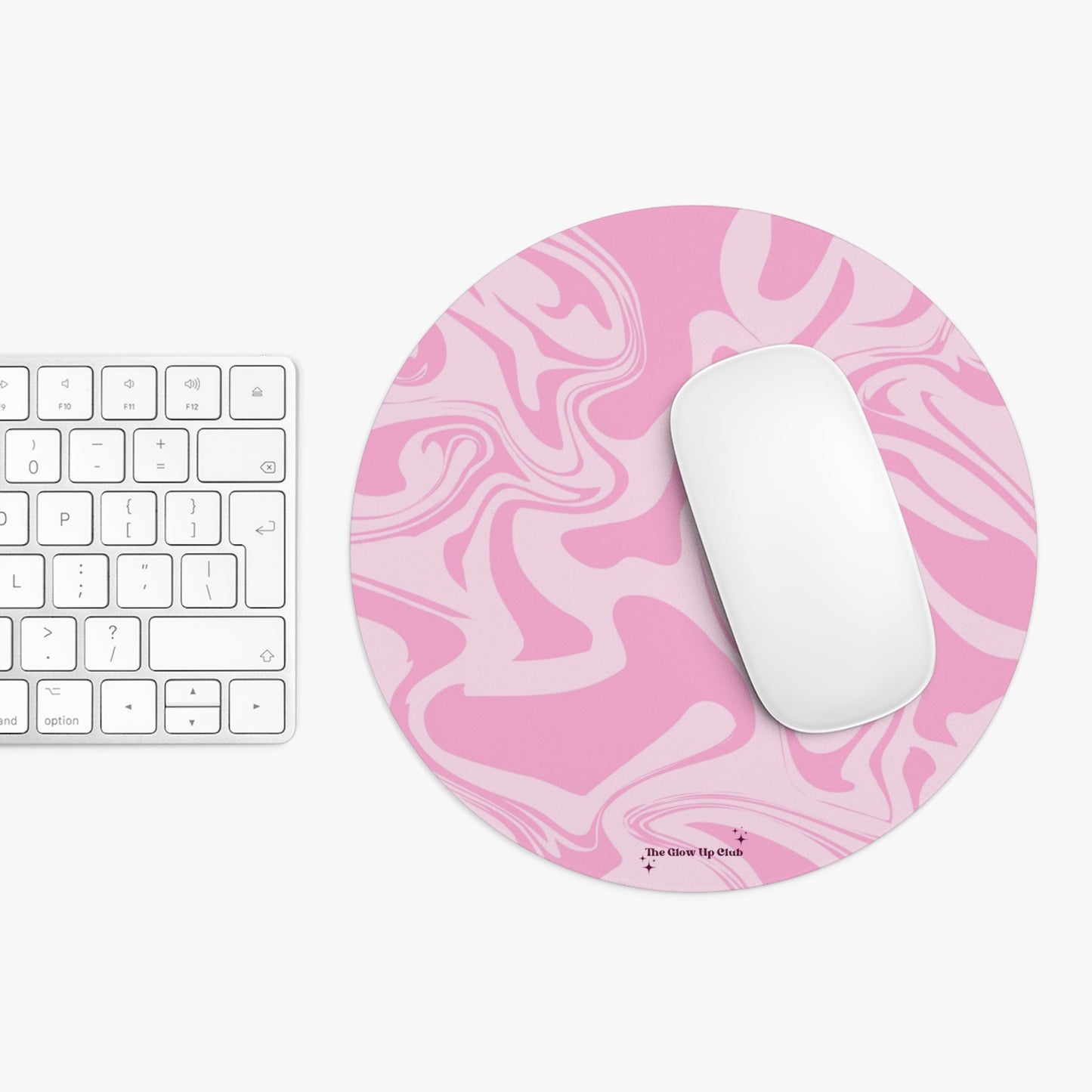 Pink abstract pattern - Round Small Mouse Pad