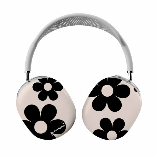 Big black flowers on cream background - AirPod Max Cases