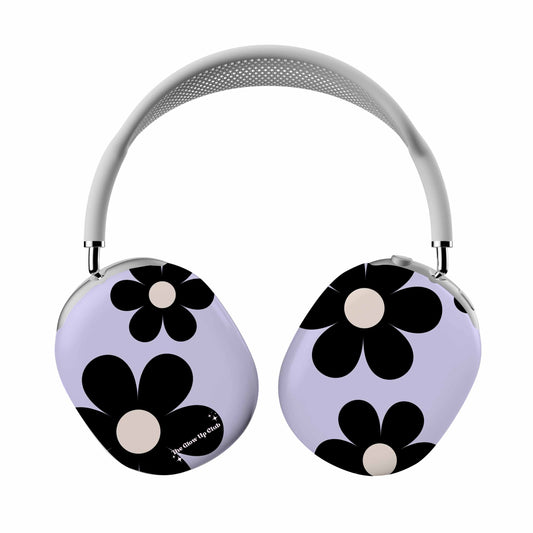 Big black flowers on purple background - AirPod Max Cases