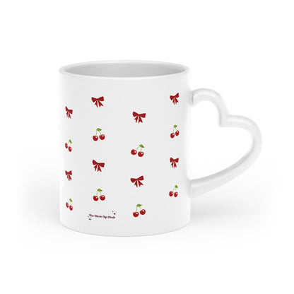 Cherries & ribbons Heart-Shaped Mug