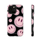 Smiley faces pink on black - tough case