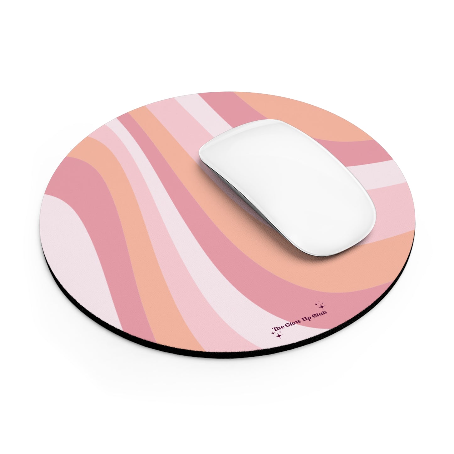 Pink waves - Round Small Mouse Pad