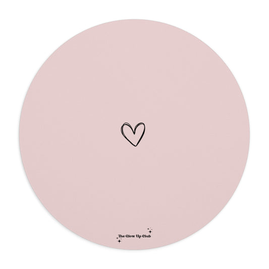 Minimalistic heart pink - Round Small Mouse Pad