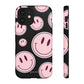 Smiley faces pink on black - tough case