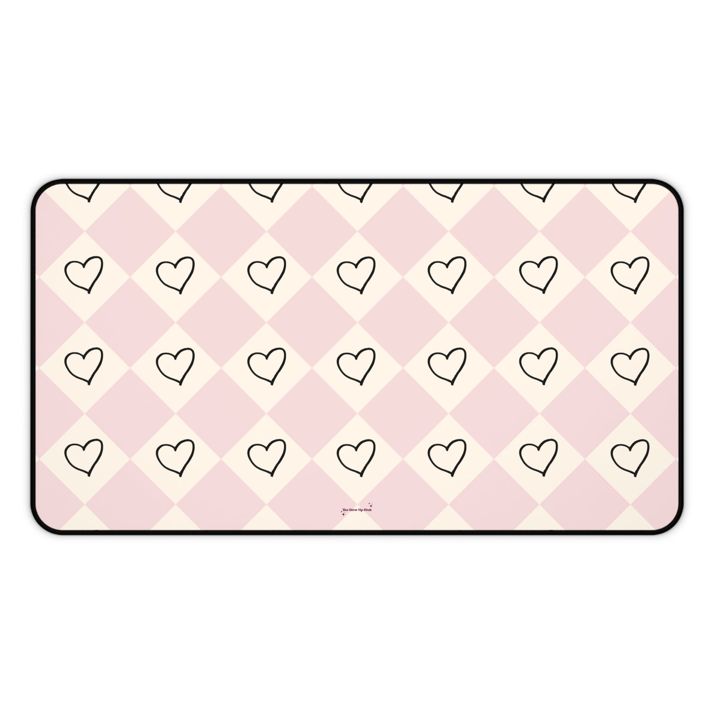 Pink heart checkers - Desk Mat