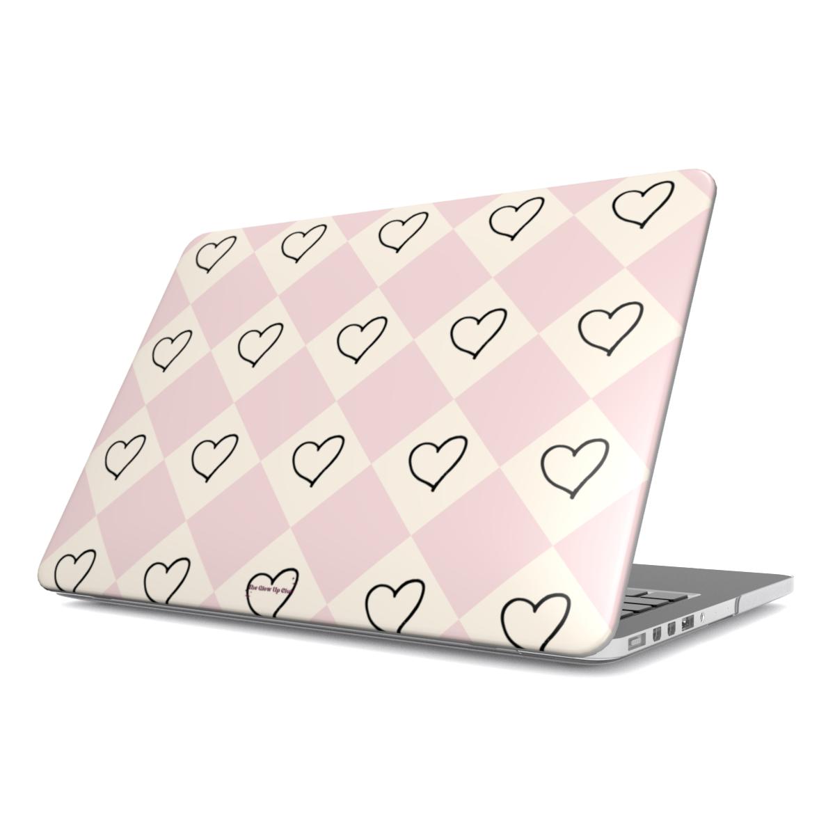 Pink heart checkers MacBook Case