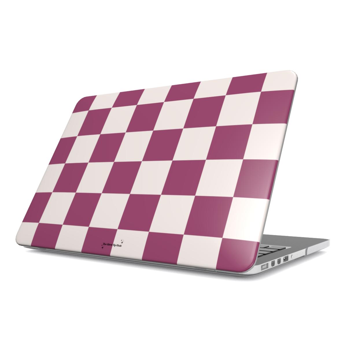 Burgundy checkers MacBook Case