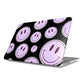 Smiley faces purple on black MacBook Case