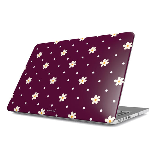 Flowers and dots burgundy MacBook Case