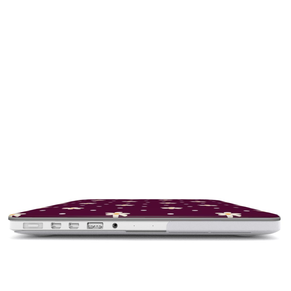 Flowers and dots burgundy MacBook Case