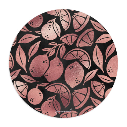 Rose gold lemons - Round Small Mouse Pad