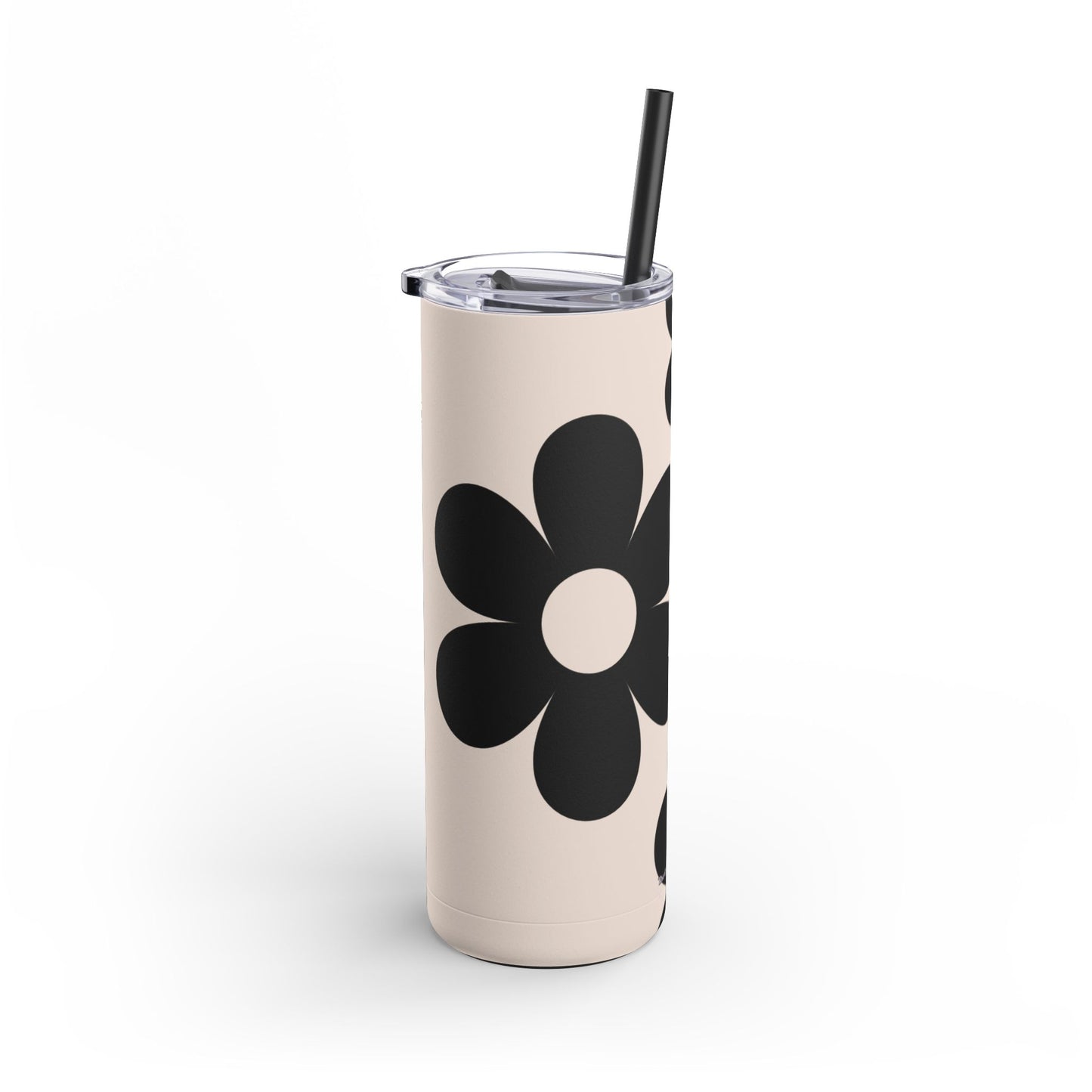 Big black flowers on cream background Tumbler, 20oz