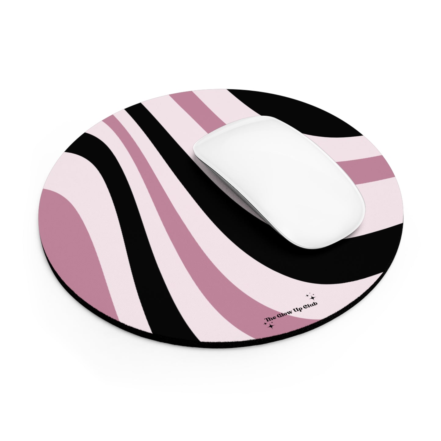 Dark pink waves - Round Small Mouse Pad