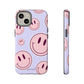 Smiley faces pink on purple - tough case