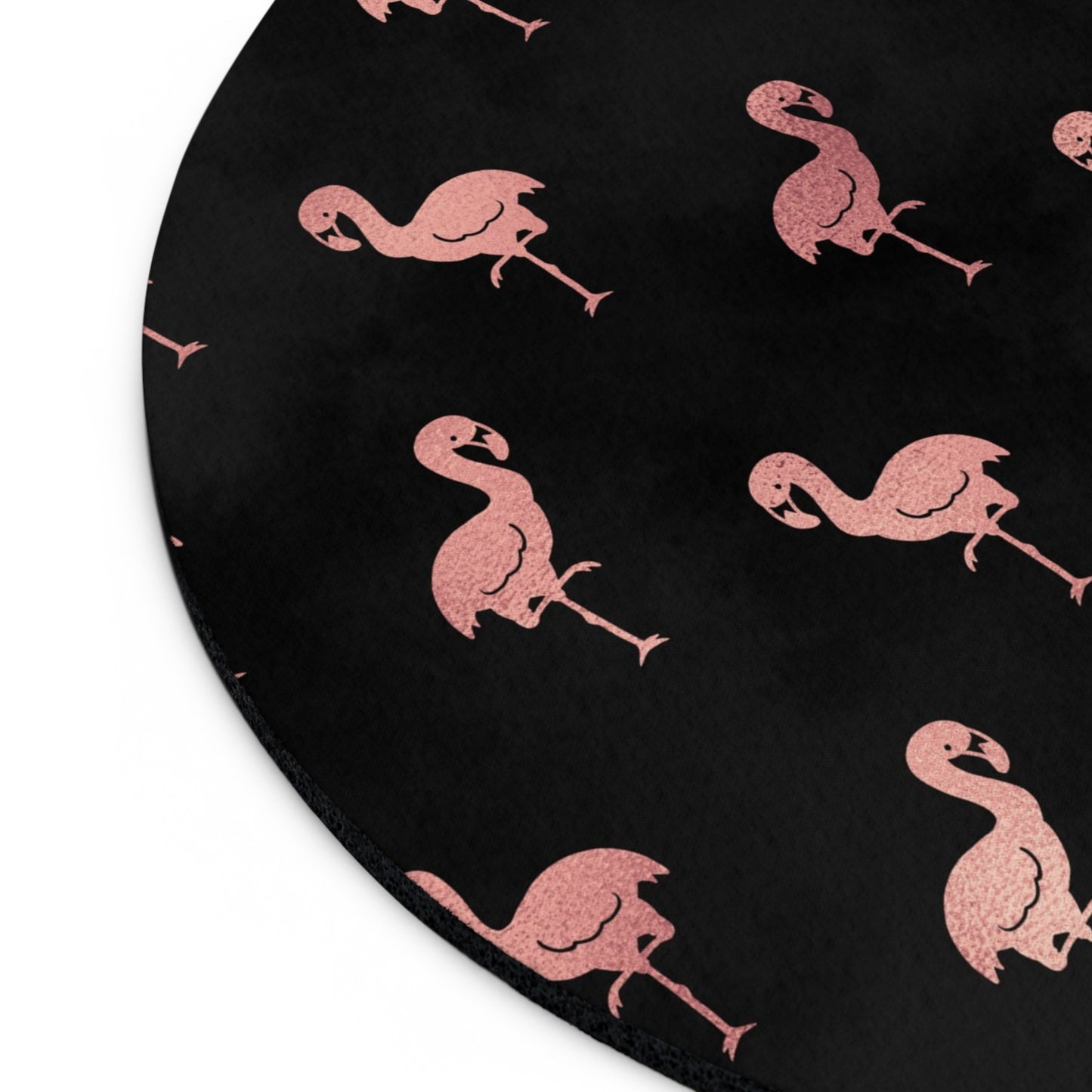 Rose gold flamingos - Round Small Mouse Pad