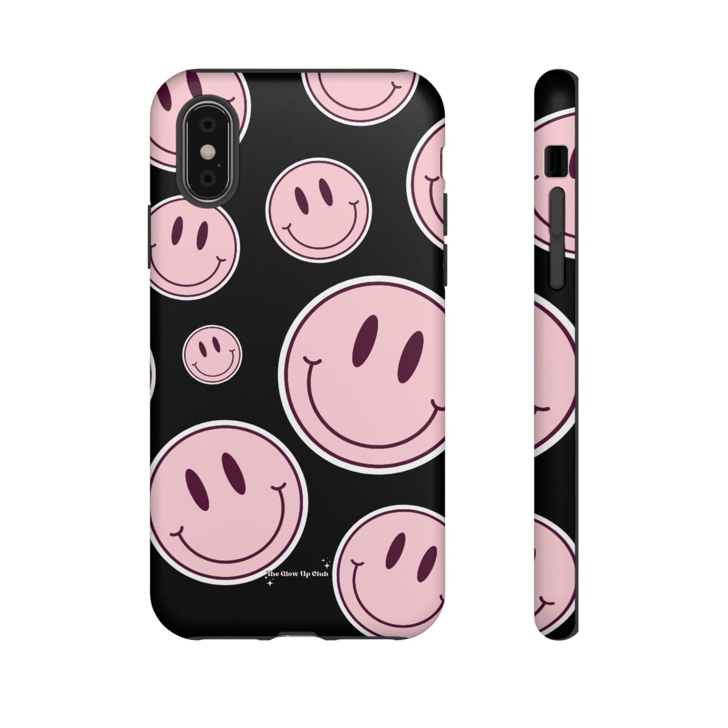 Smiley faces pink on black - tough case