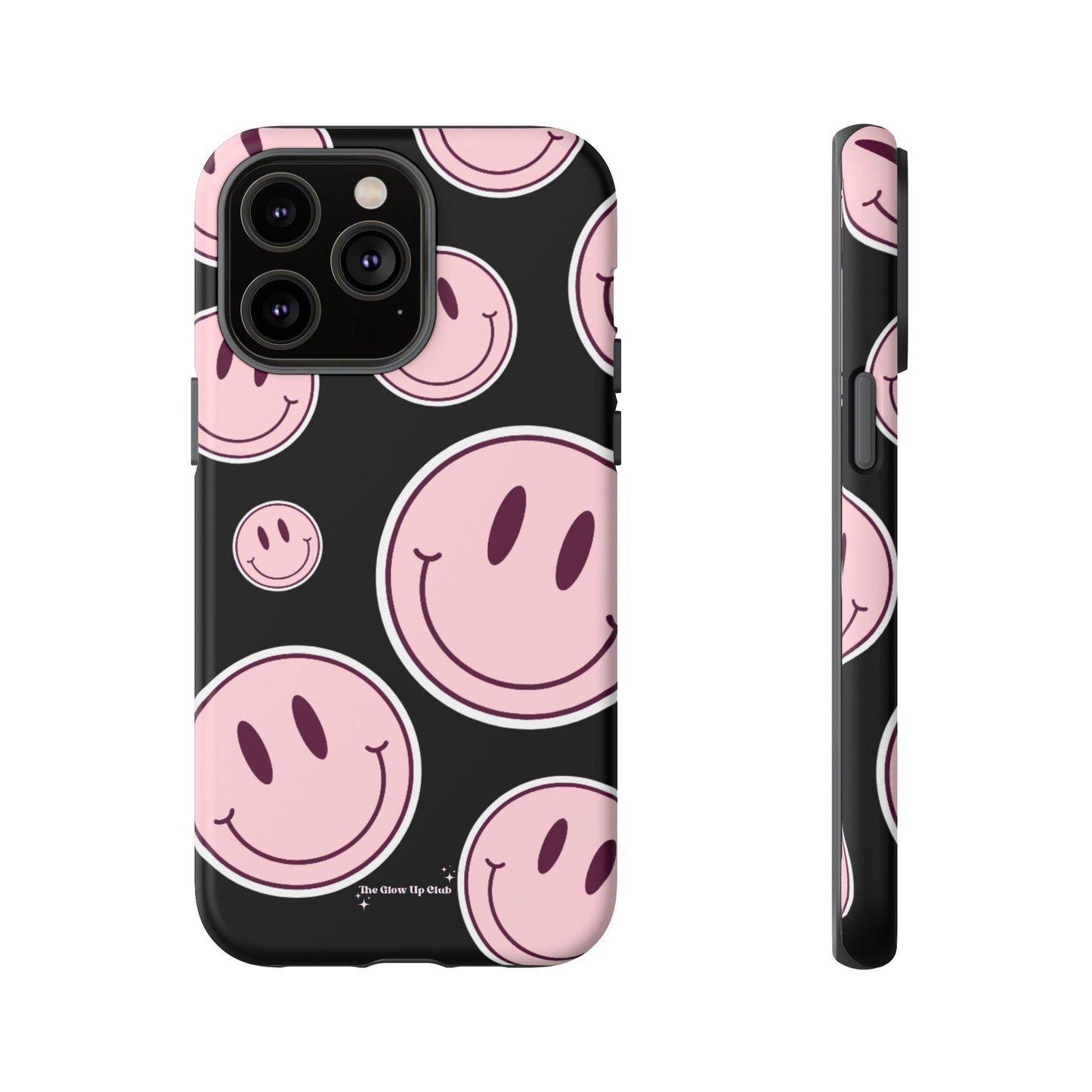 Smiley faces pink on black - tough case