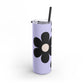 Big black flowers on purple background Tumbler, 20oz