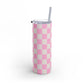 Bright pink checkers Tumbler, 20oz