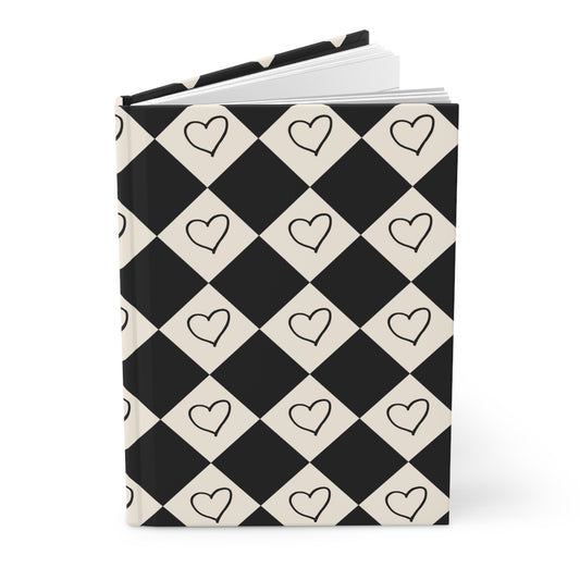 Black and cream heart checkers Journal