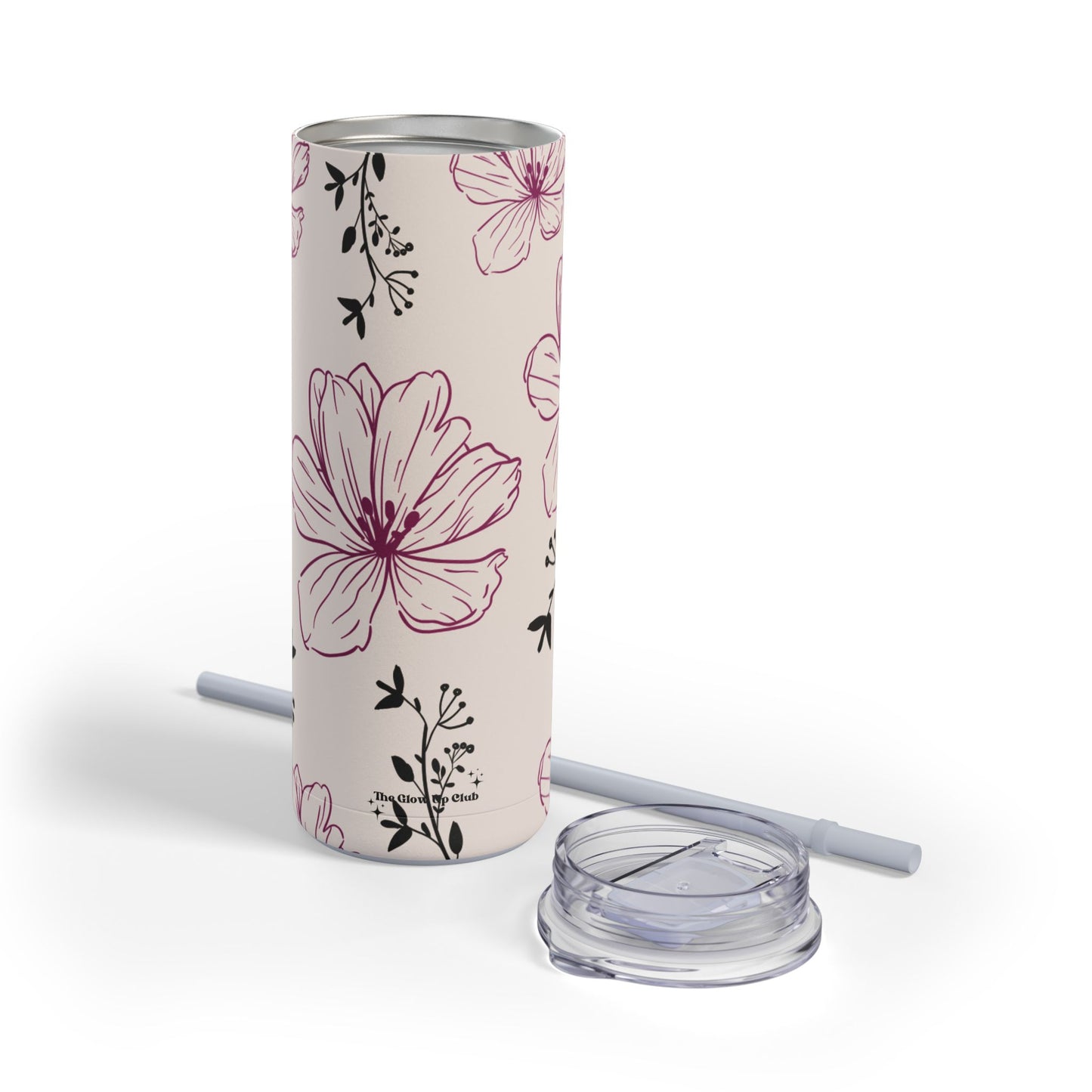 Realistic flowers cream Tumbler, 20oz